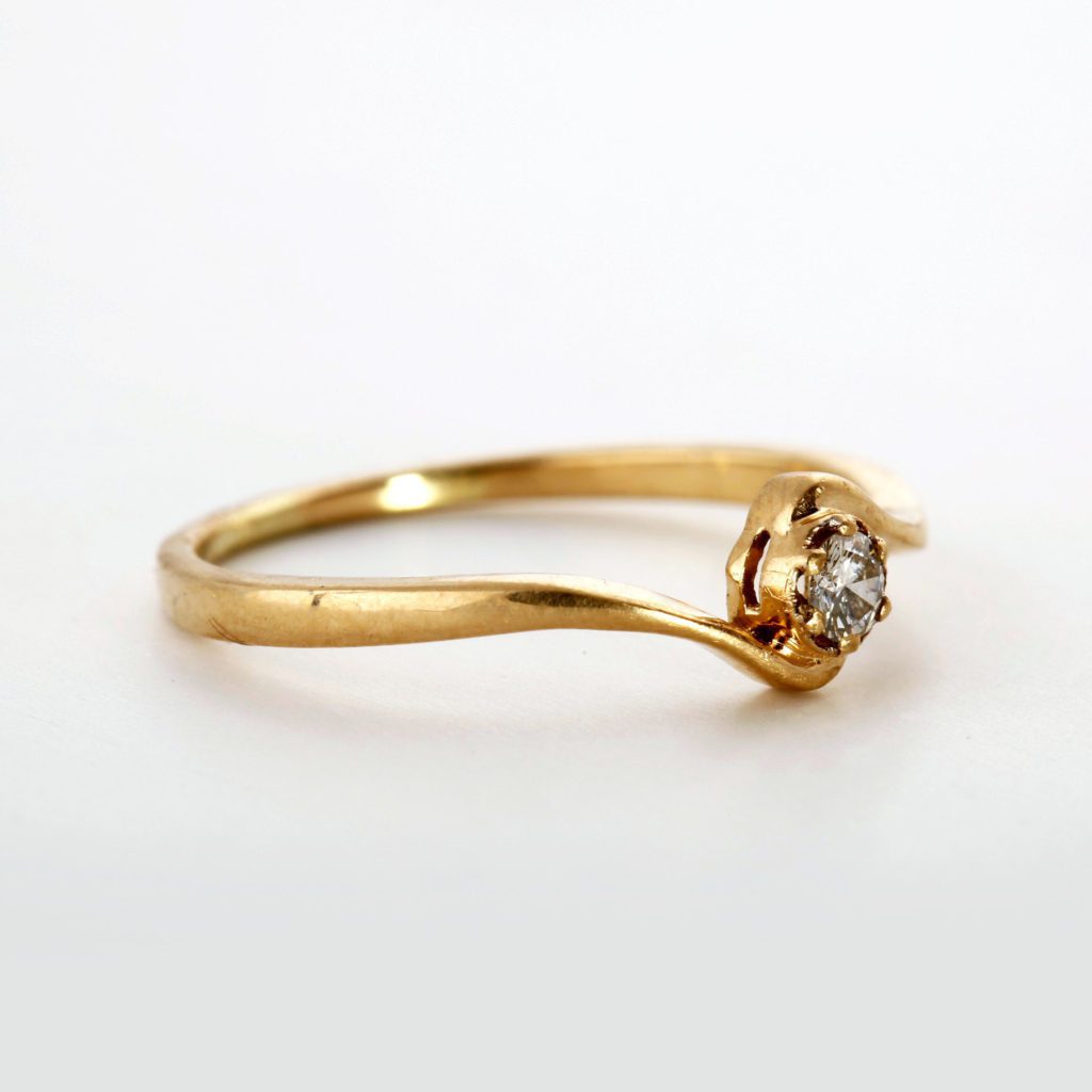 Vintage Style Genuine Diamond Engagement Ring – Tiny Victorian Handmad –  NaturalGemsAtelier