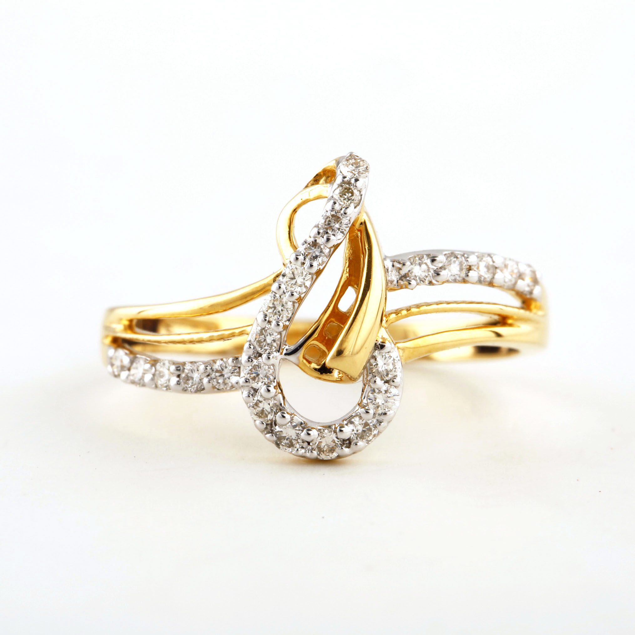 18ct Yellow Gold 0.20ct Diamond Two Stone Twist Ring | Ramsdens Jewellery