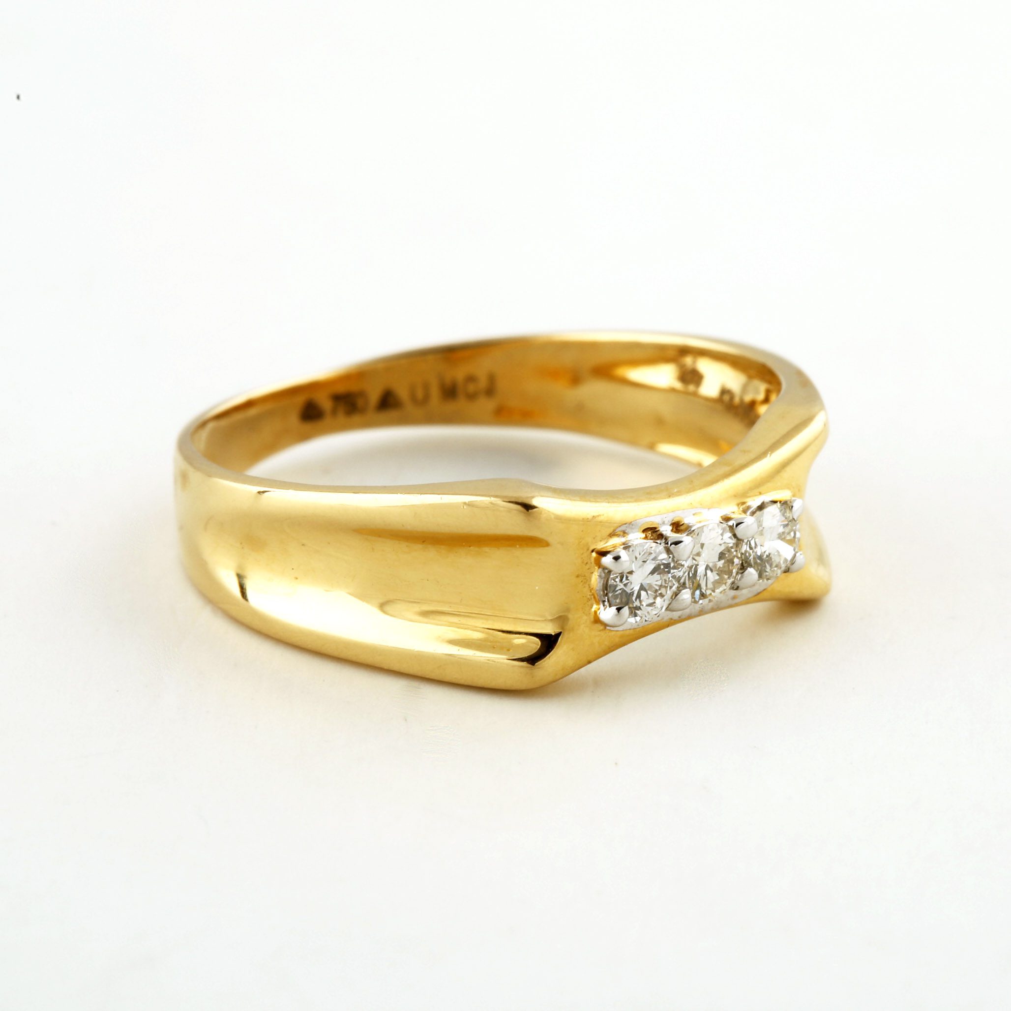 18K Yellow Gold Men's Diamond Ring 1.32ct 13.5mm 013757